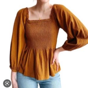 Madewell Lucie Smocked Peplum Top size 2